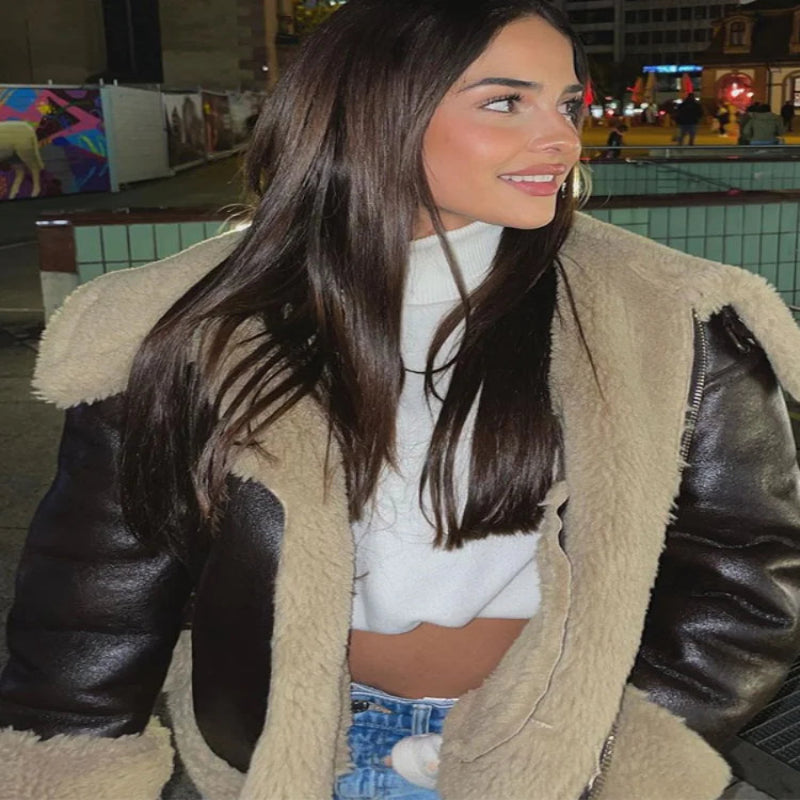 Luxury Winter Elegance: Women's Faux Leather Jacket for Stylish Comfort - CasualFlowshop