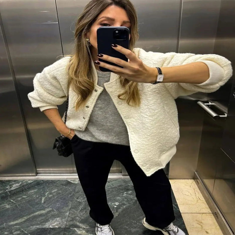 Women’s Button Jacket – Elegant Warm Coat for Autumn & Winter - CasualFlowshop