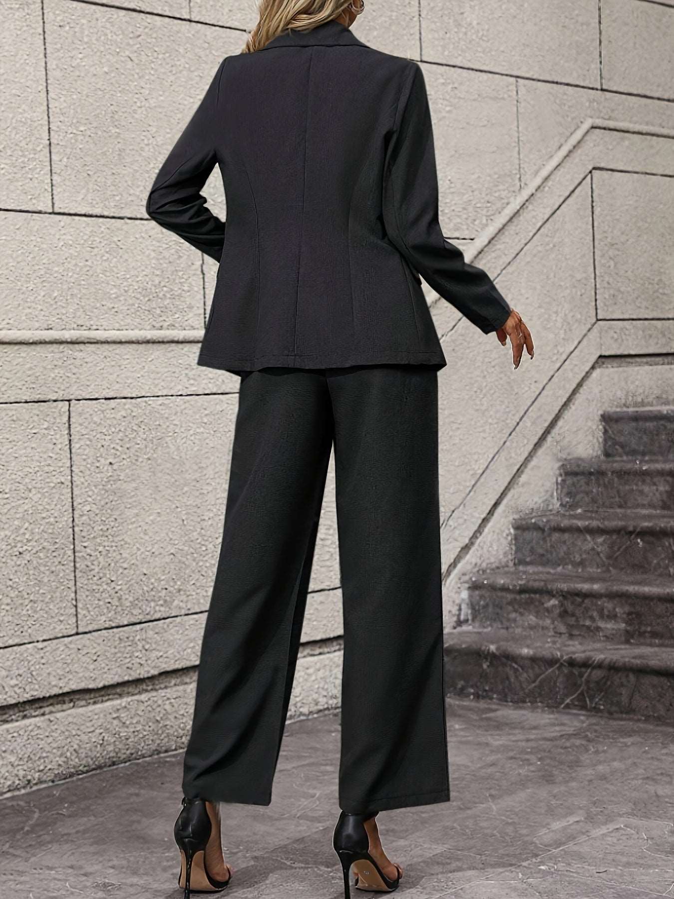 Contemporary Chic: Modern Floor - Length Pants Outfit with Tailored Jacket - CasualFlowshop