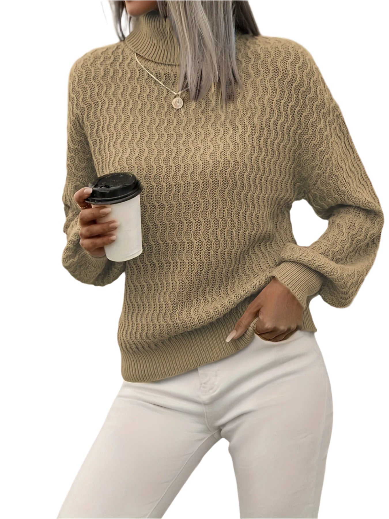 Women’s Turtleneck Thick Needle Sweater – Warmth Meets Elegance - CasualFlowshop