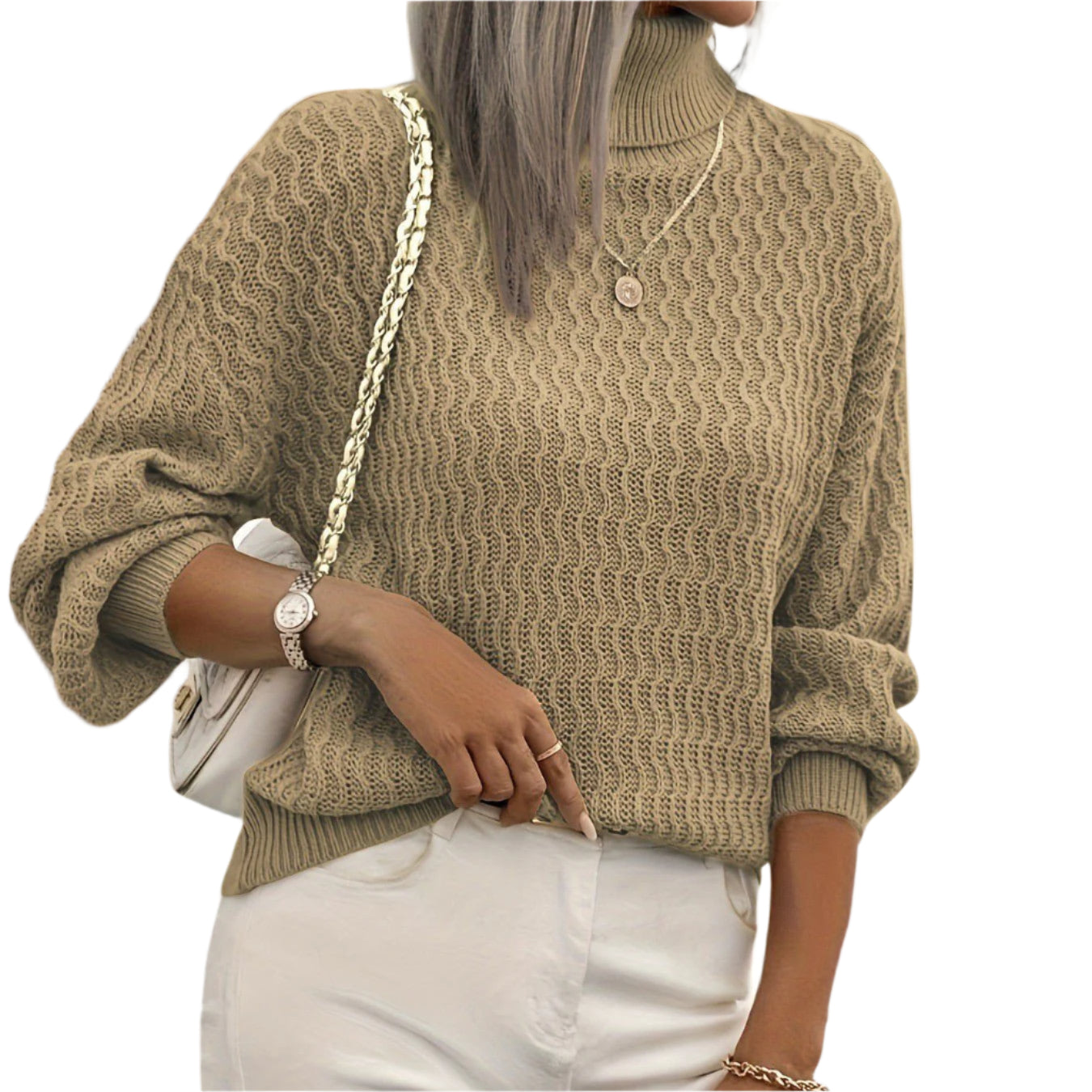 Women’s Turtleneck Thick Needle Sweater – Warmth Meets Elegance - CasualFlowshop
