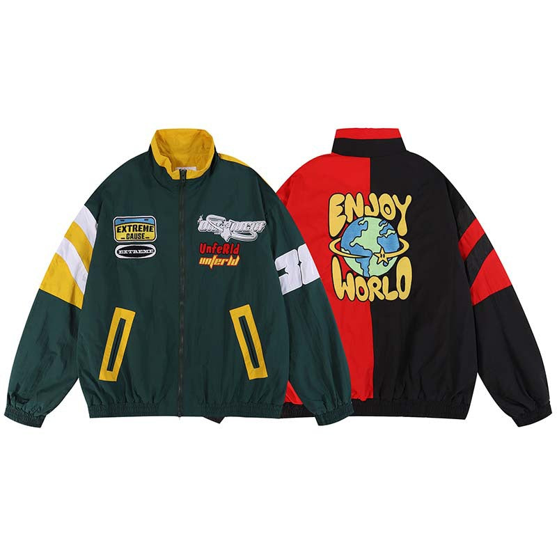 Loose Casual Stand Collar Motorcycle Style Jacket For Men - CasualFlowshop