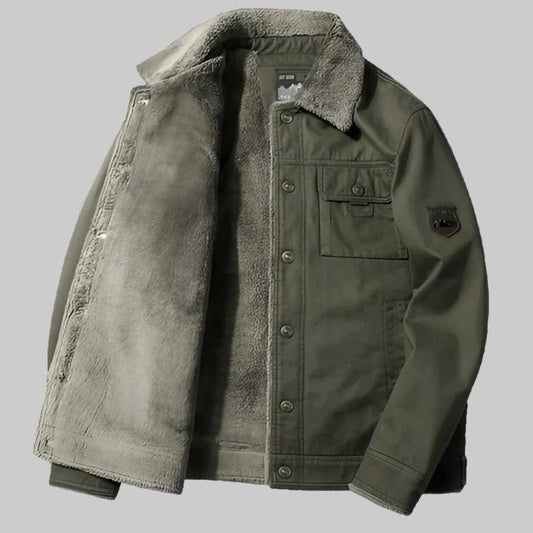 Men’s Thick Lamb Wool Military Jacket - CasualFlowshop