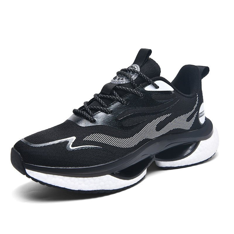 Black and white athletic shoe on a white background