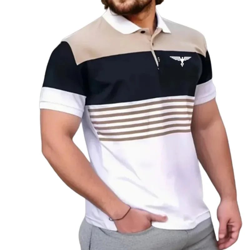 Men's breathable cotton polo shirt with short sleeves and modern fit, displayed at casualflowshop