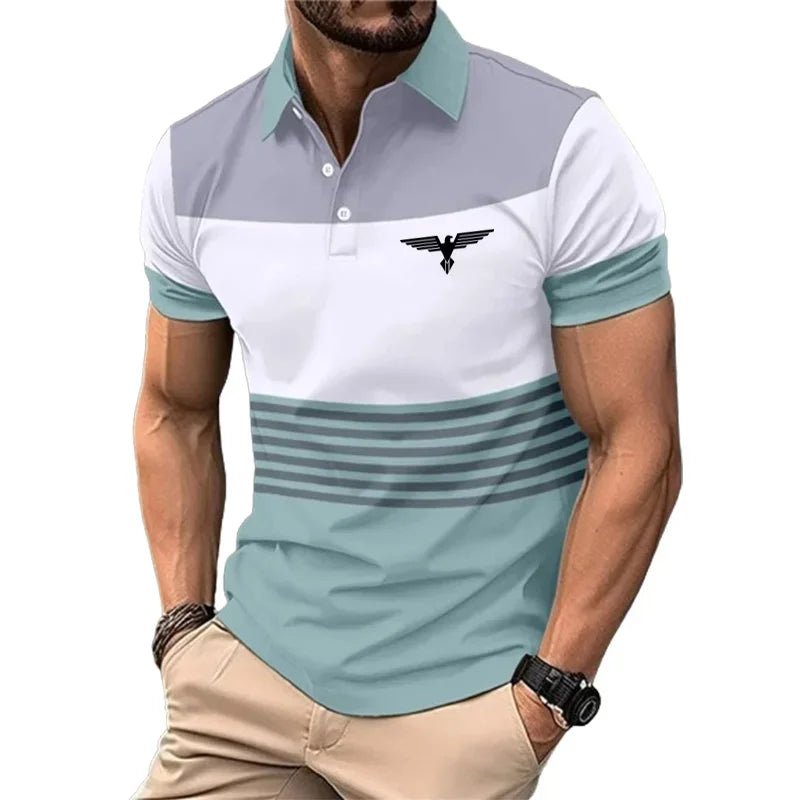 Men's breathable cotton polo shirt with short sleeves and modern fit, displayed at casualflowshop